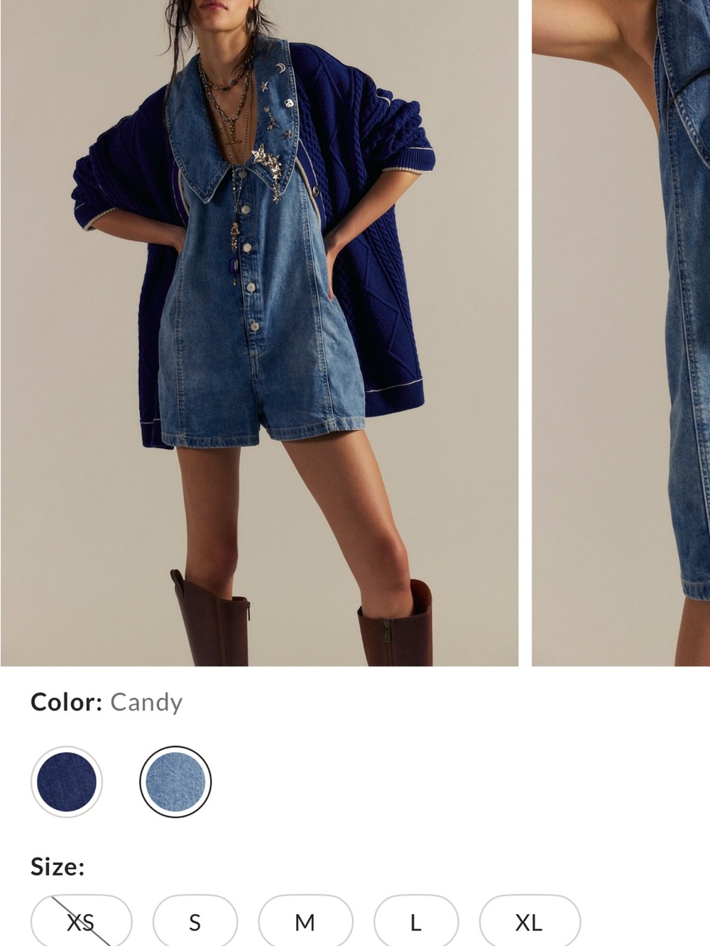 We The Free Candy Blue Denim Short Overalls free people NWOT